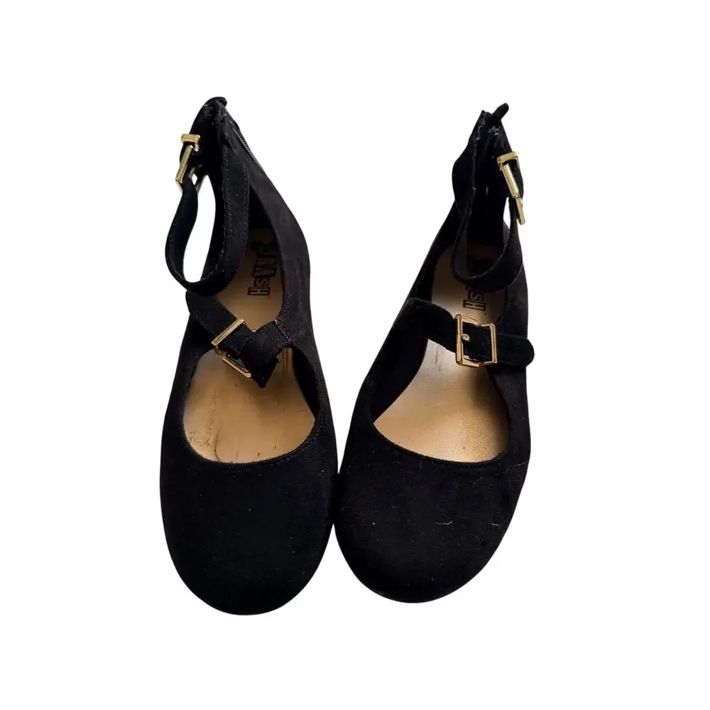 Brash Girls Black Faux Suede Mary Jane Flats Size 1